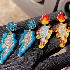 Hip hop Lightning Bolt and Flame Necklace